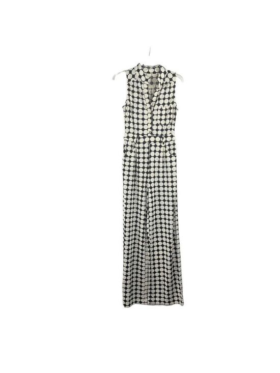 Shop17 Pants - New-shop17 Black/Off White Geometric Print, Wide leg, Sleeveless S Jump Suit SM